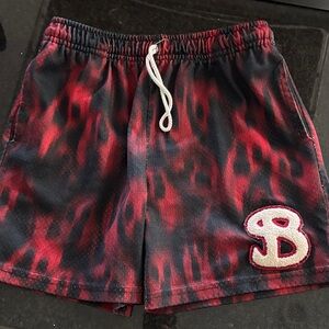 Vibrant Red and Black Patterned Shorts